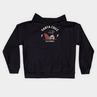 Vintage Surfing Santa Cruz California // Retro Surf Skull Kids Hoodie